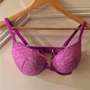 Elegant Purple Lace Bra Victoria Secret 34 D Sparkle Dream Angels Plunge